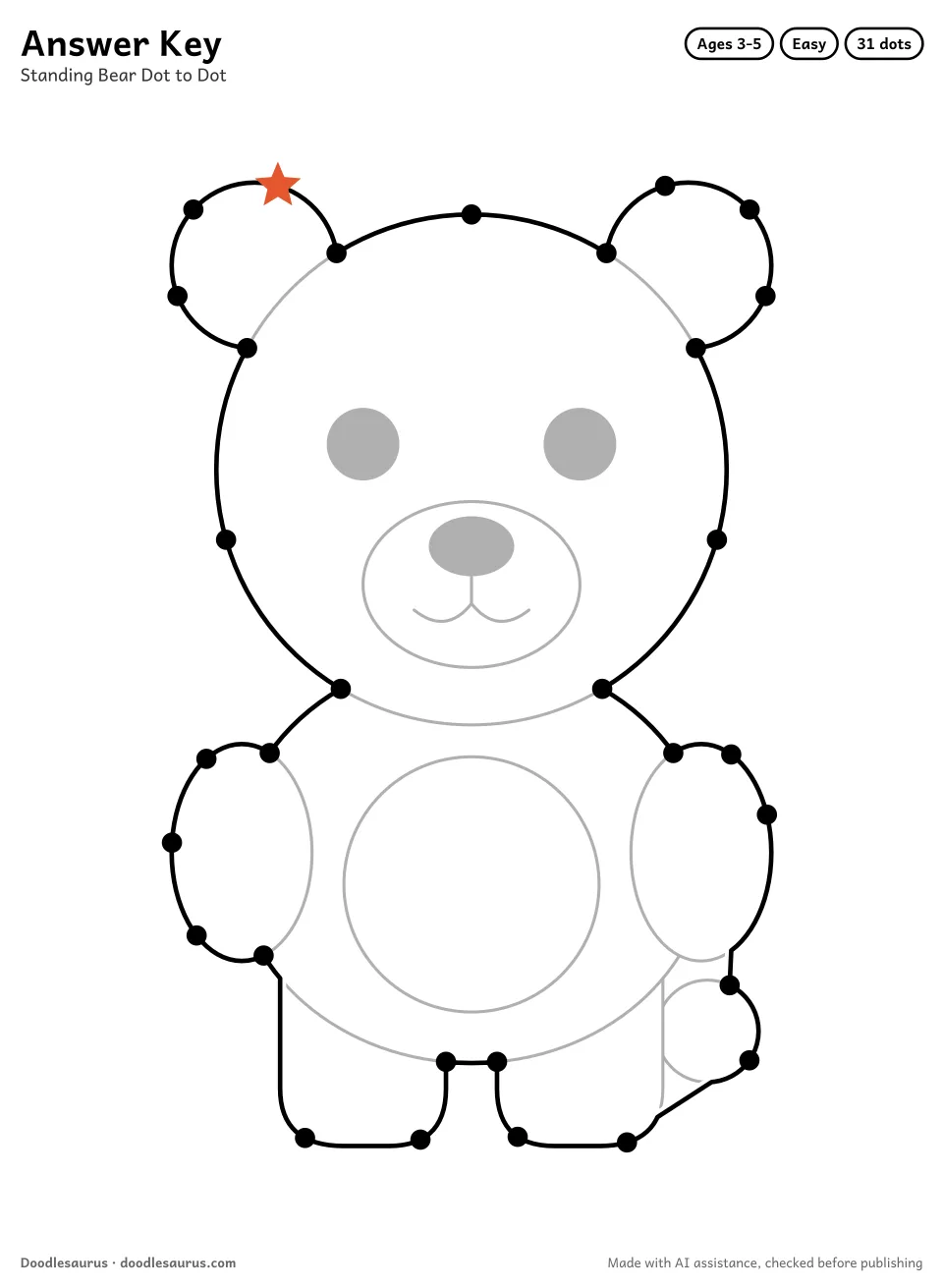 Answer key for Standing Bear Dot to Dot (31 Dots)