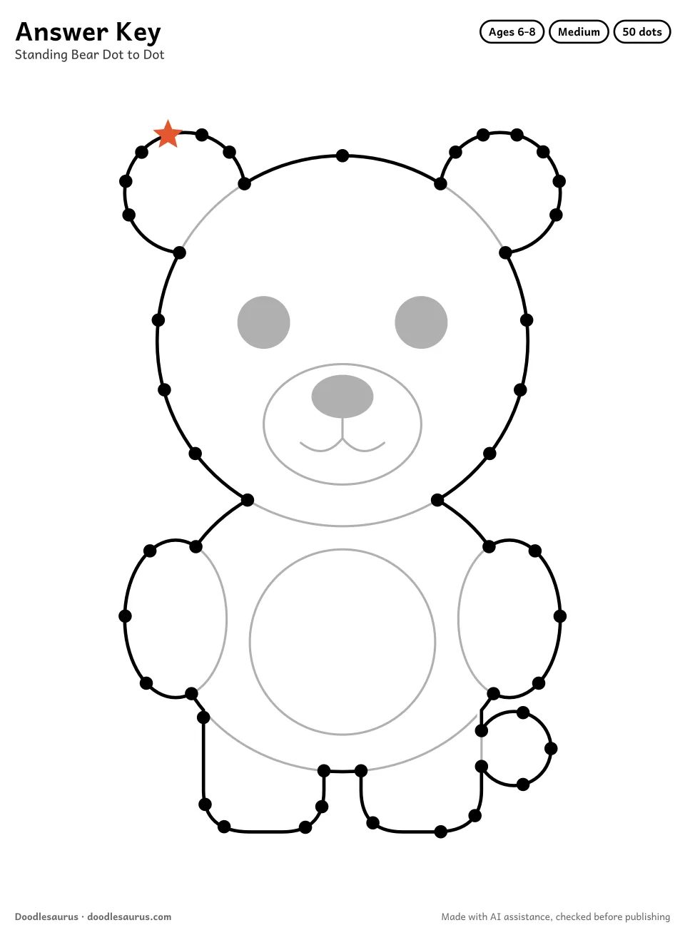 Answer key for Standing Bear Dot to Dot (50 Dots)