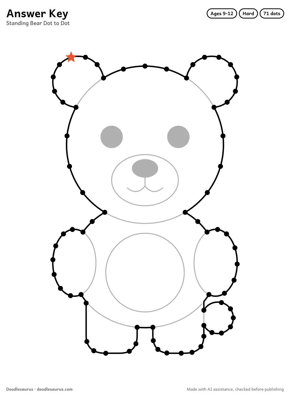 Answer key for Standing Bear Dot to Dot (71 Dots)