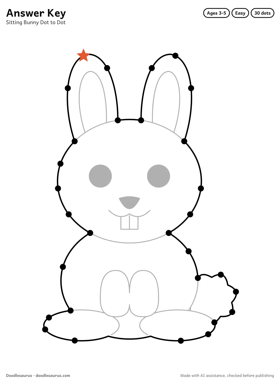 Answer key for Sitting Bunny Dot to Dot (30 Dots)