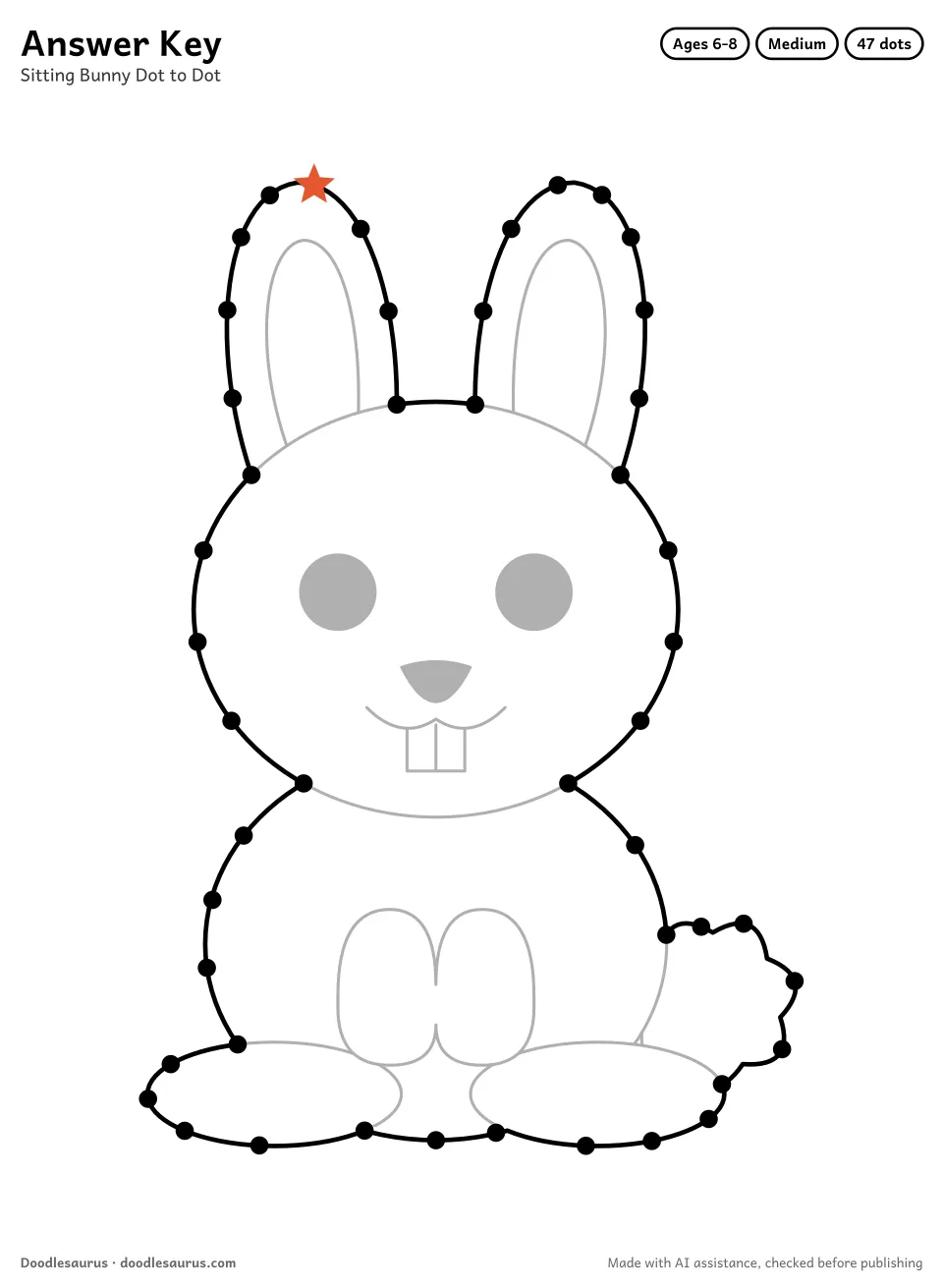 Answer key for Sitting Bunny Dot to Dot (47 Dots)