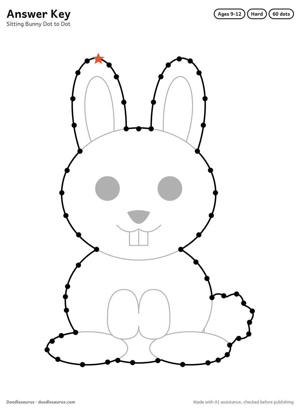 Answer key for Sitting Bunny Dot to Dot (60 Dots)