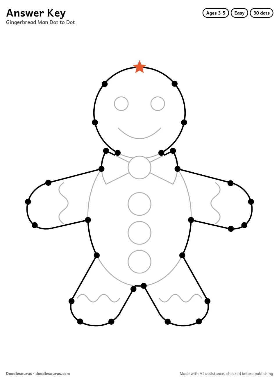 Answer key for Gingerbread Man Dot to Dot (30 Dots)