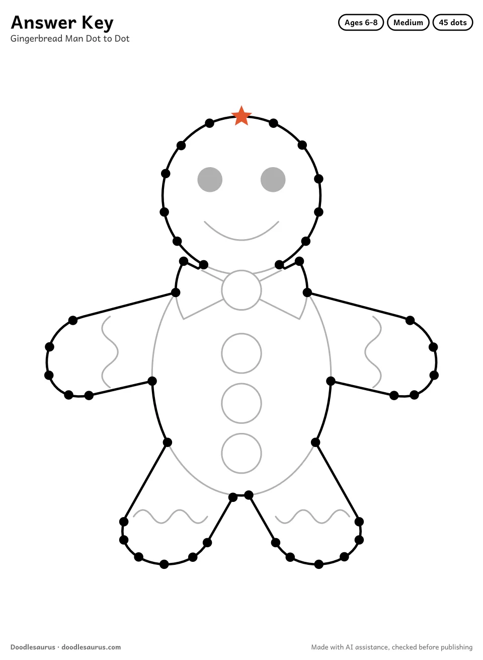 Answer key for Gingerbread Man Dot to Dot (45 Dots)