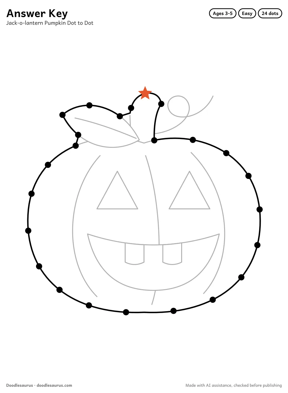 Answer key for Jack-o-lantern Pumpkin Dot to Dot (24 Dots)