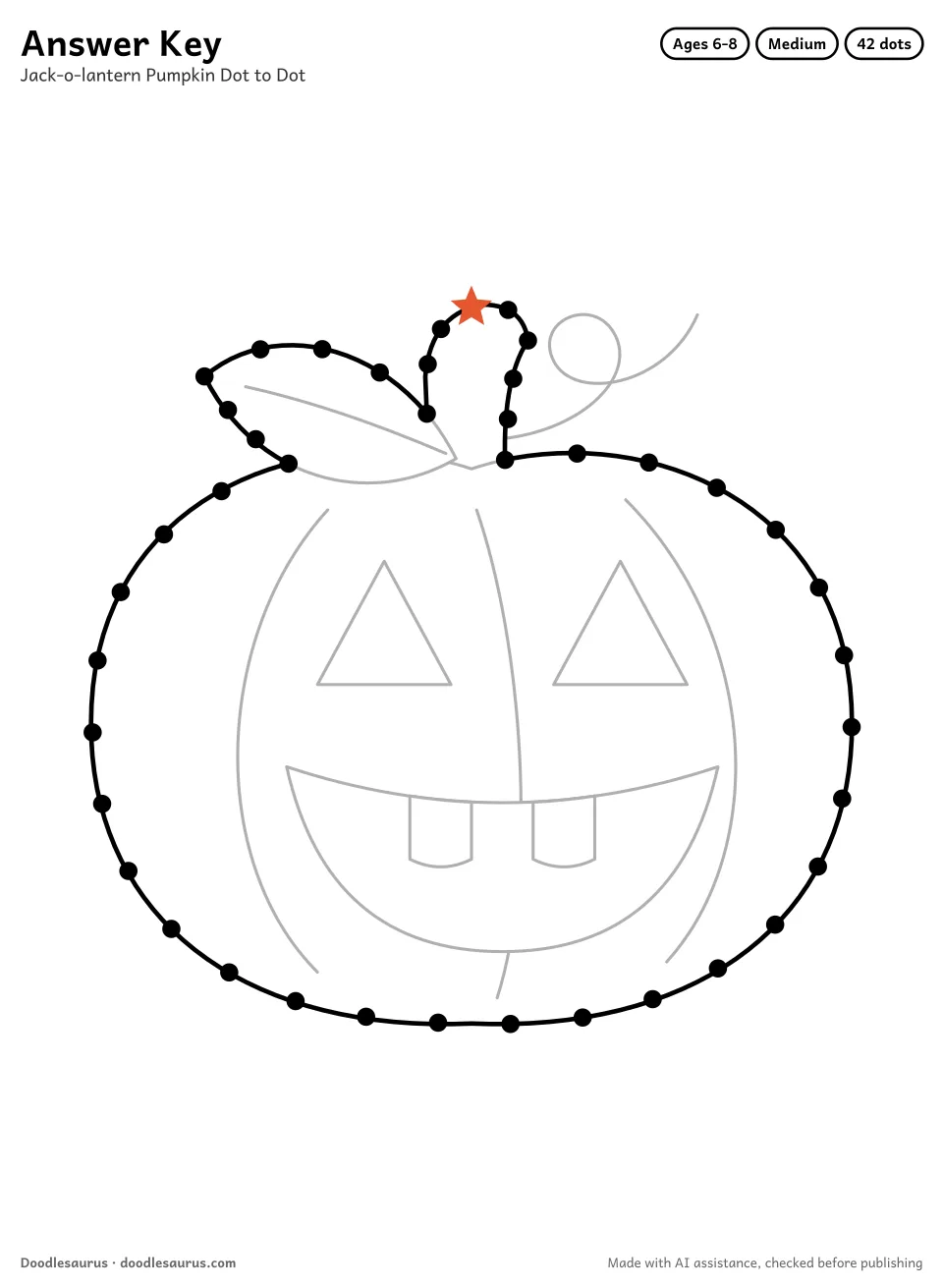 Answer key for Jack-o-lantern Pumpkin Dot to Dot (42 Dots)