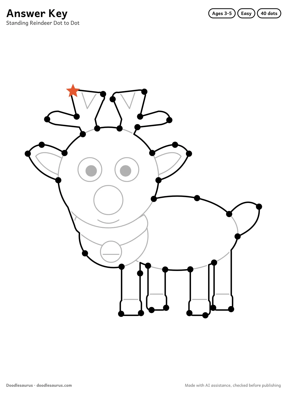 Answer key for Standing Reindeer Dot to Dot (40 Dots)