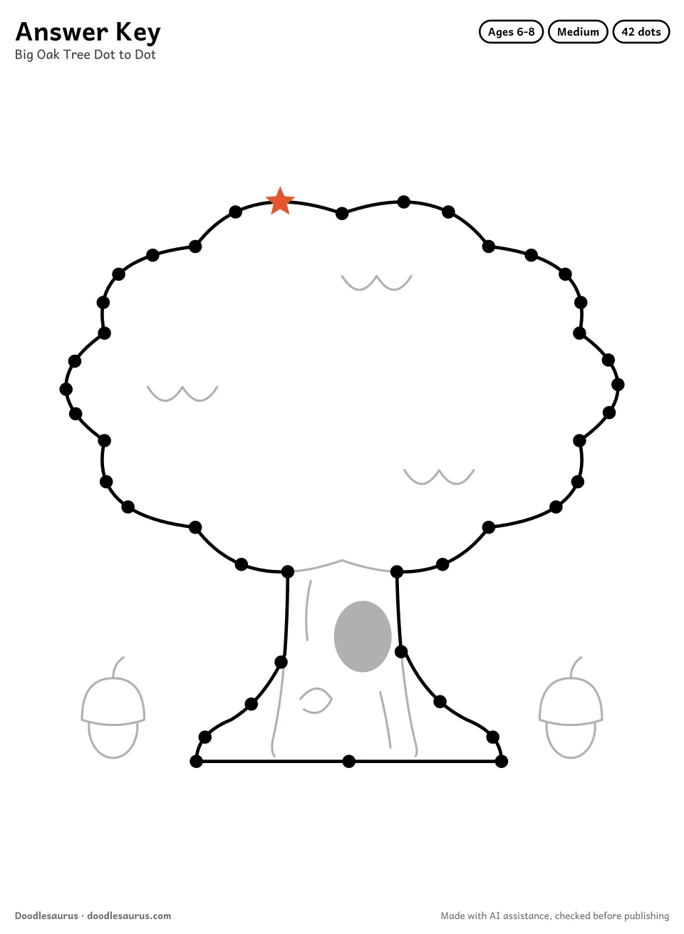 Answer key for Big Oak Tree Dot to Dot (42 Dots)