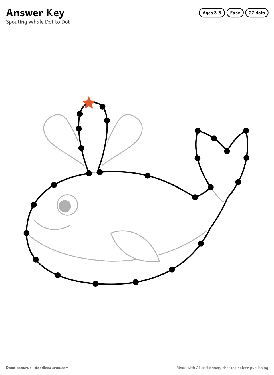 Answer key for Spouting Whale Dot to Dot (27 Dots)
