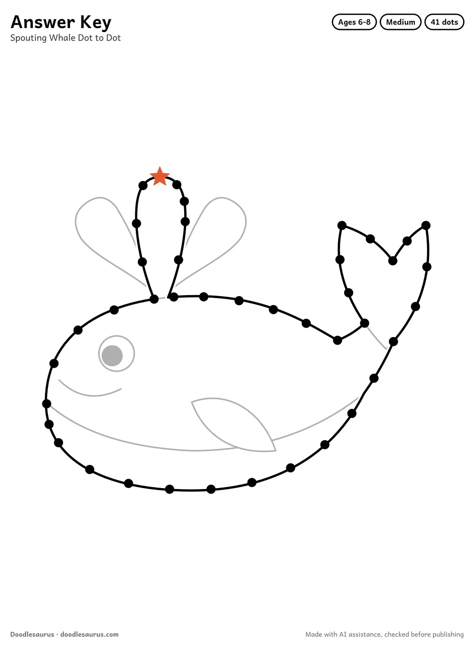 Answer key for Spouting Whale Dot to Dot (41 Dots)