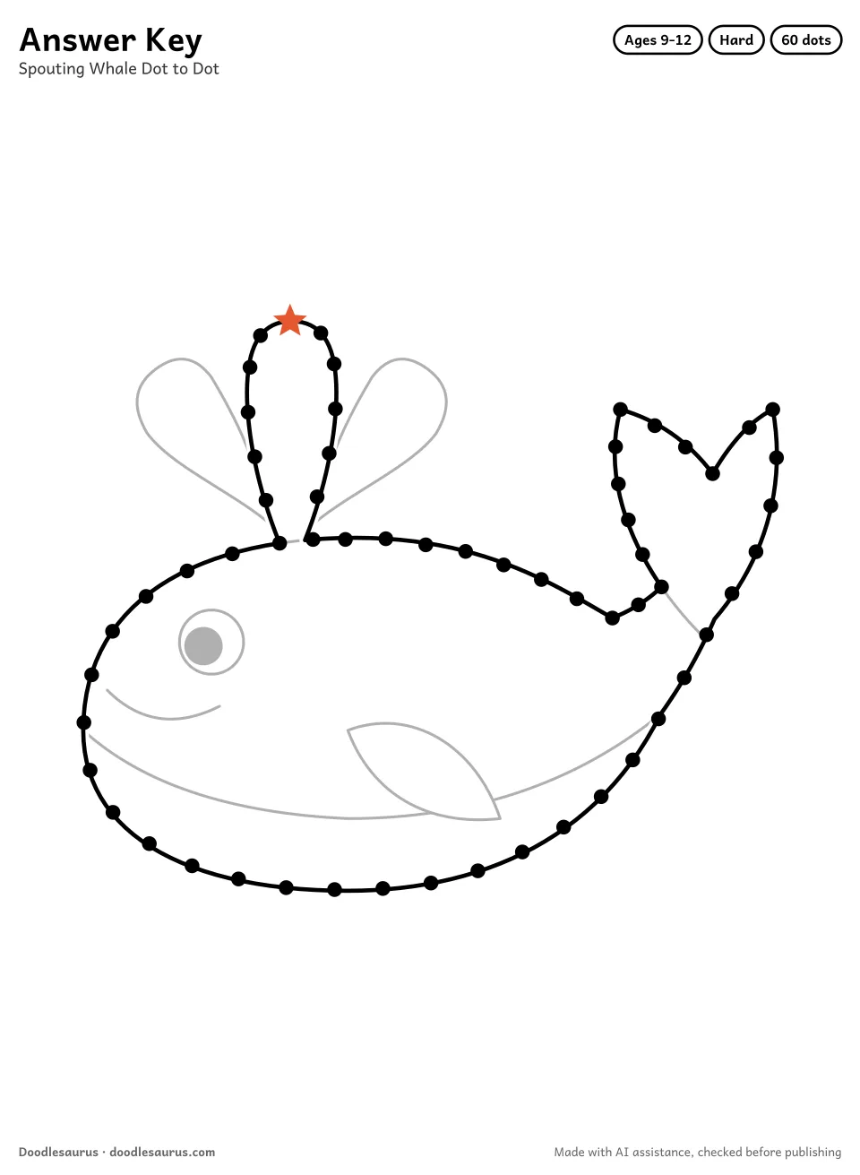 Answer key for Spouting Whale Dot to Dot (60 Dots)