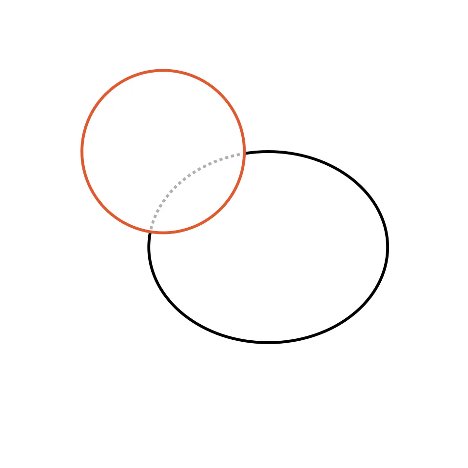 How to draw a bird, step 2: Add a round head on the left.