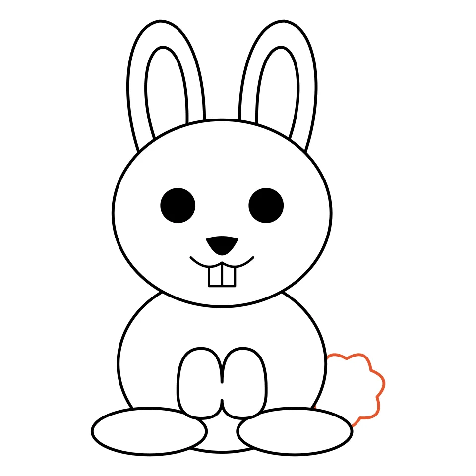 How to draw a bunny, step 7: Finish with a fluffy round tail.