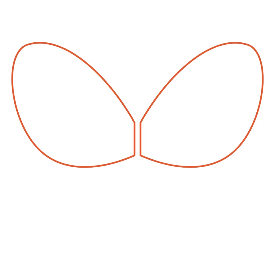 How to draw a butterfly, step 1: Draw two big upper wings.