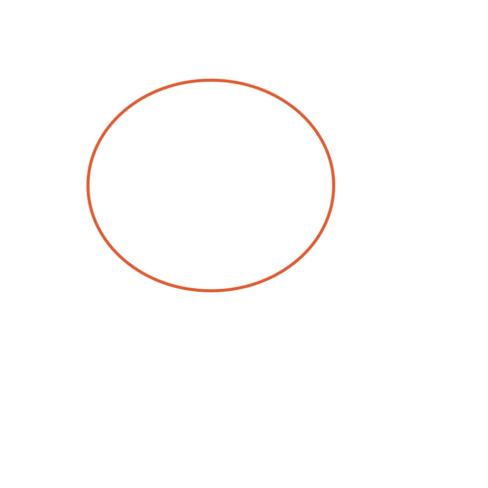 How to draw a cat, step 1: Draw a wide oval for the head.