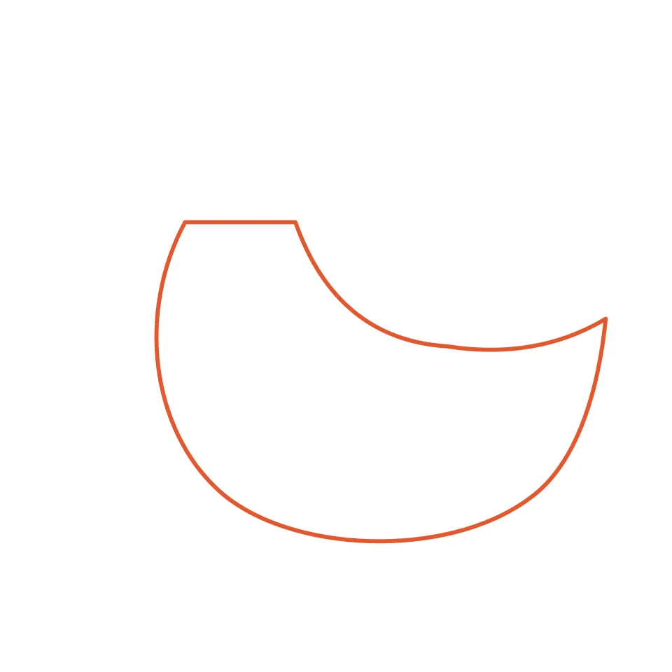 How to draw a duck, step 1: Draw a plump body with a curved neck.