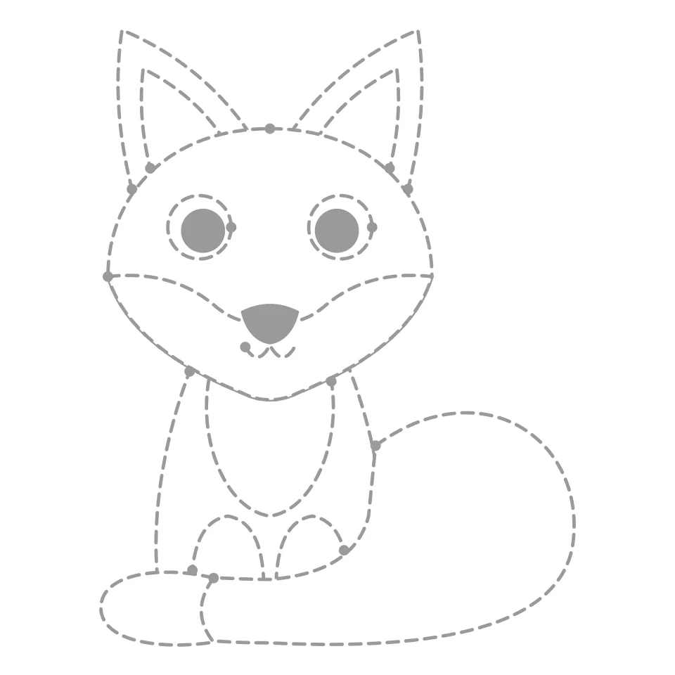 Fox outline drawing to print and trace