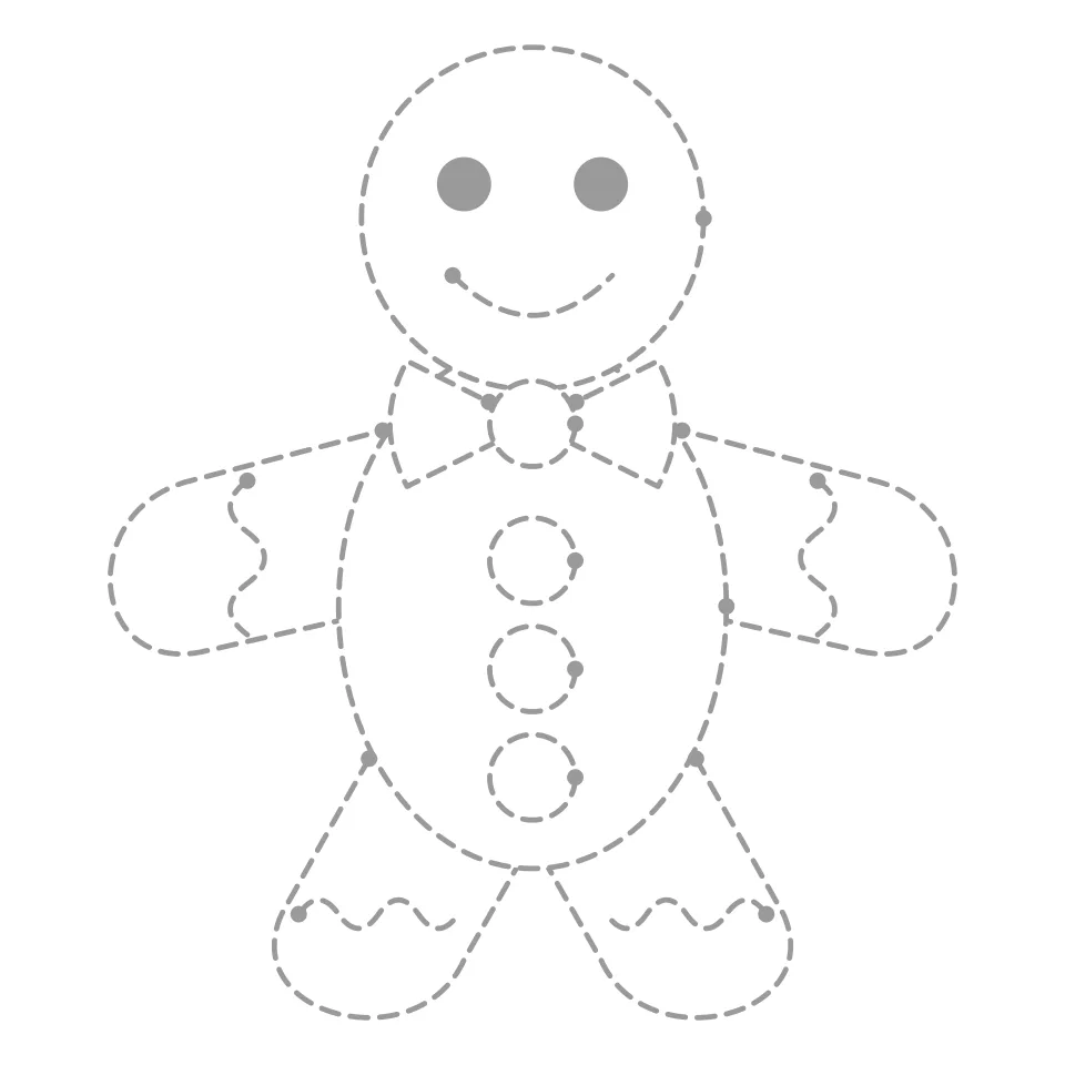 Gingerbread Man outline drawing to print and trace
