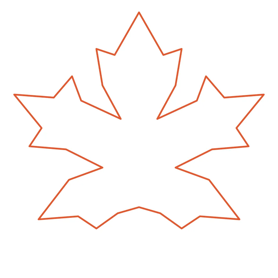 How to draw a leaf, step 1: Draw a big pointy leaf with five tips.