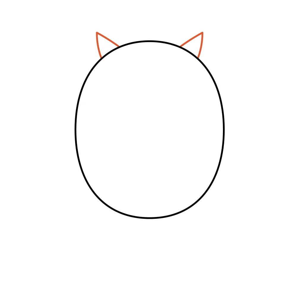 How to draw an owl, step 2: Add two pointy ear tufts on top.