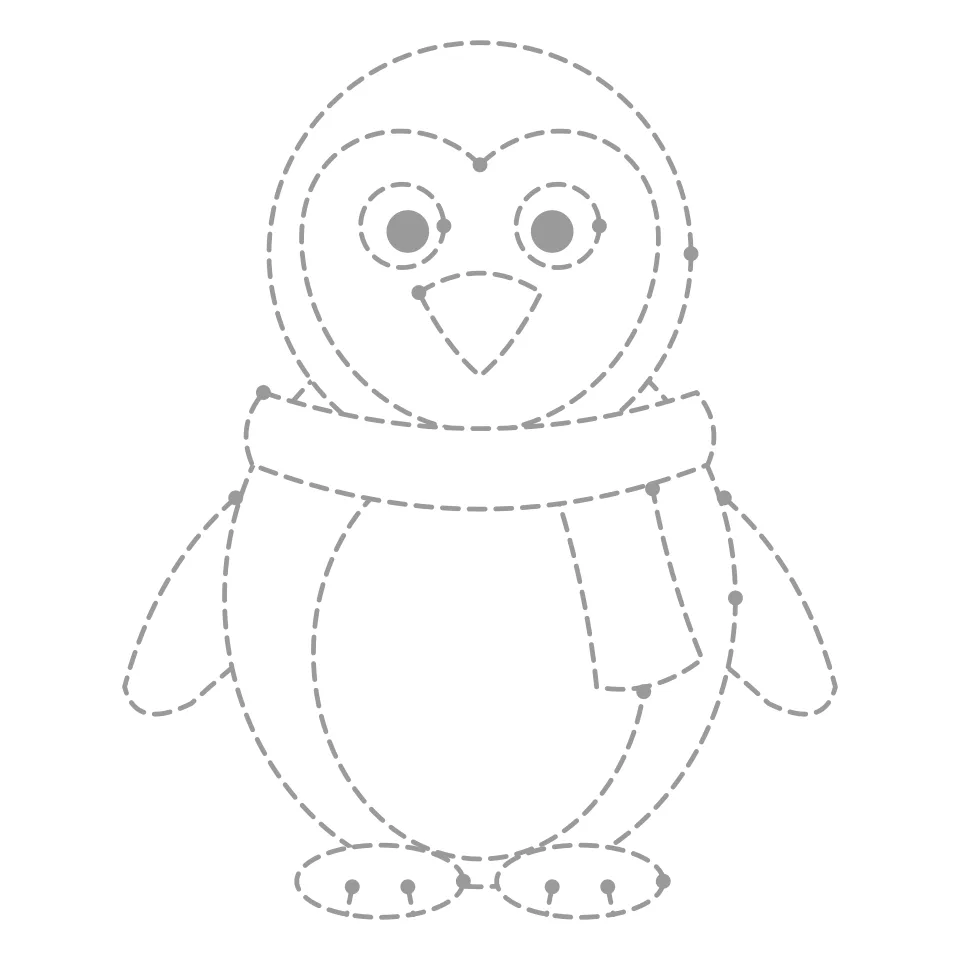 Penguin outline drawing to print and trace
