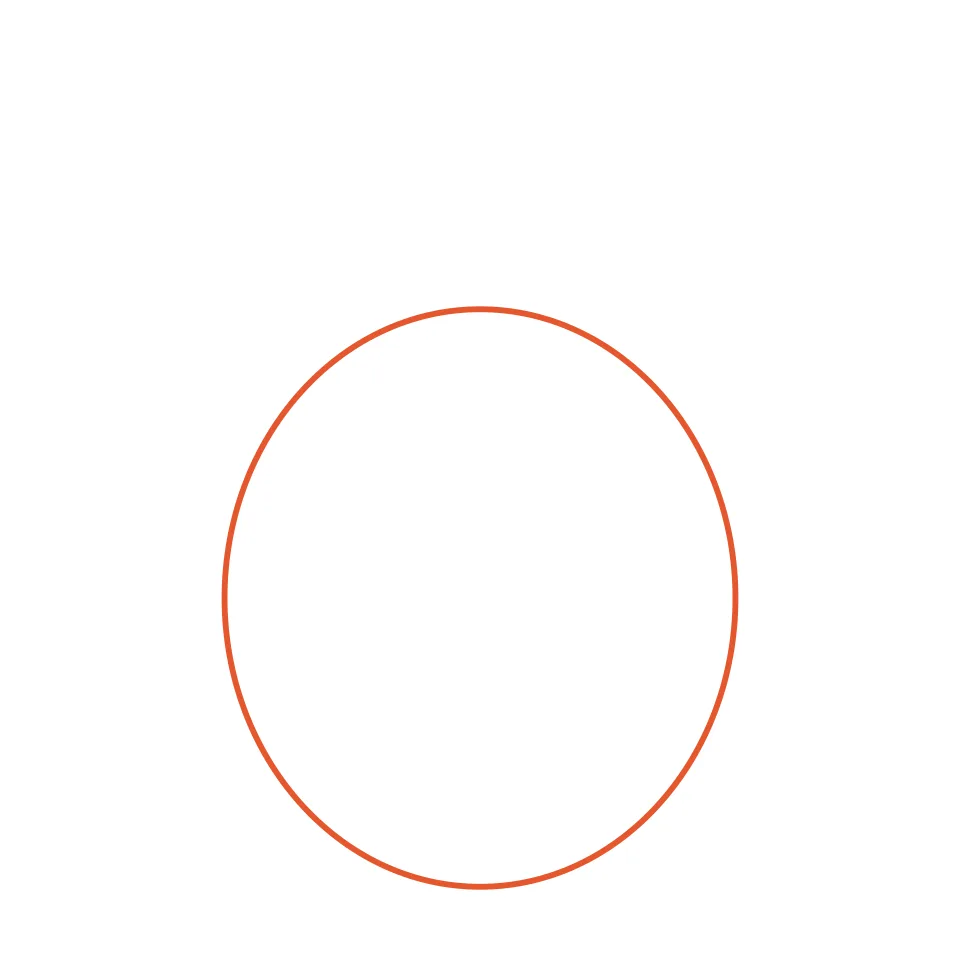 How to draw a penguin, step 1: Draw a big oval for the body.