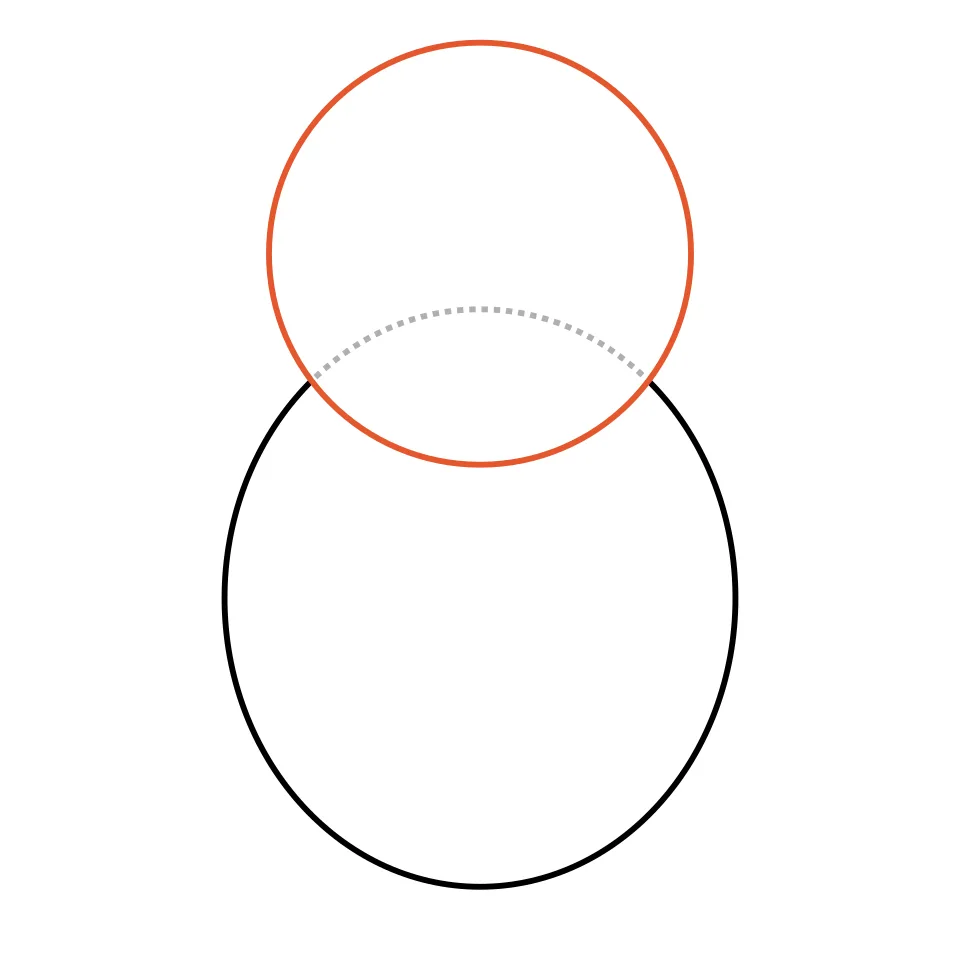 How to draw a penguin, step 2: Add a round head on top.