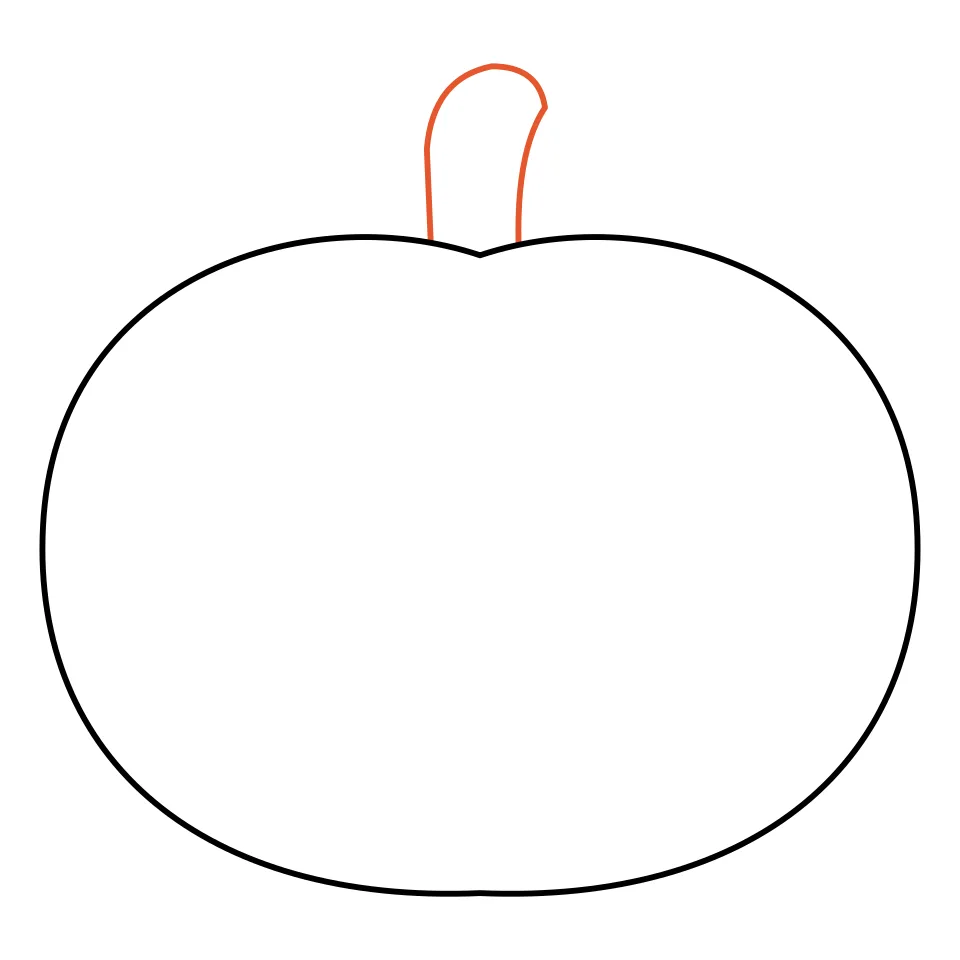 How to draw a pumpkin, step 2: Add a short stem on top.