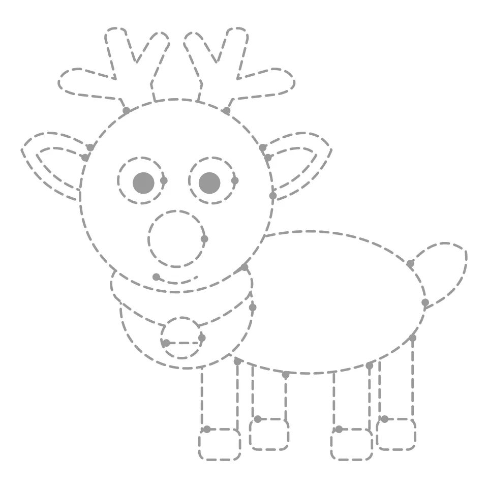 Reindeer outline drawing to print and trace