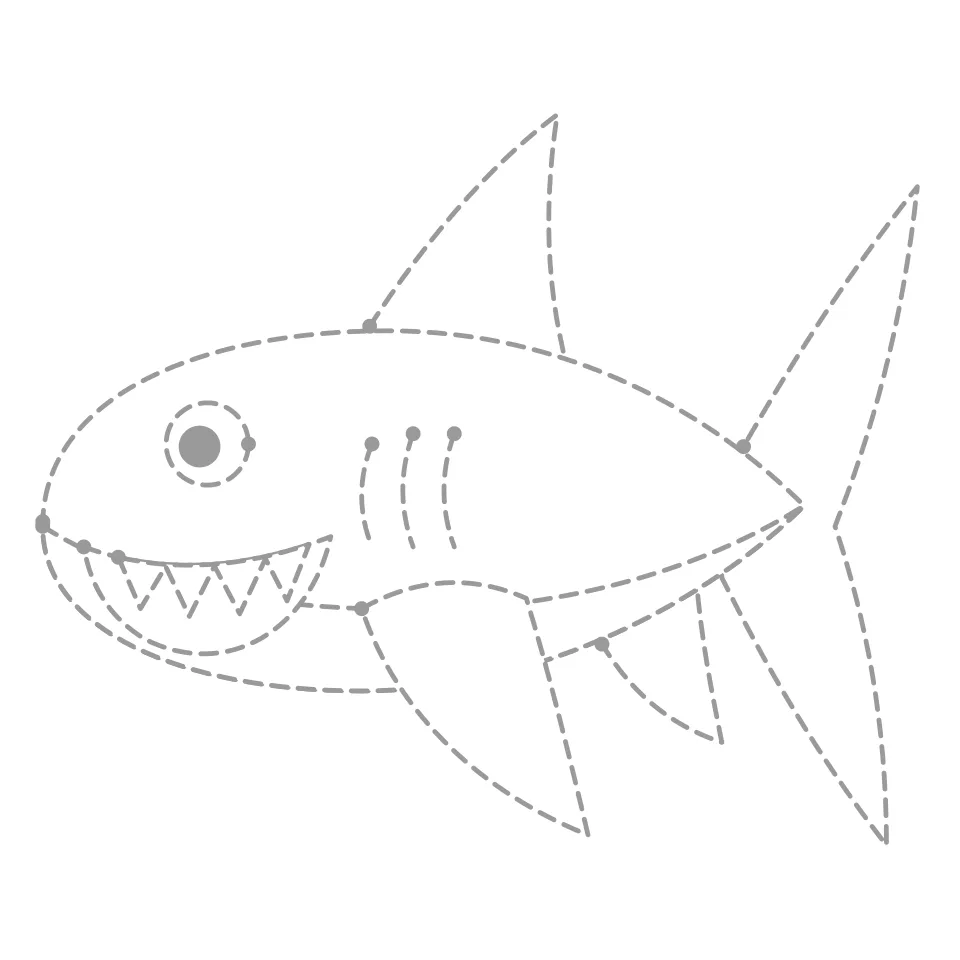 Shark outline drawing to print and trace