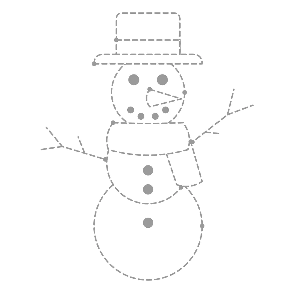 Snowman outline drawing to print and trace