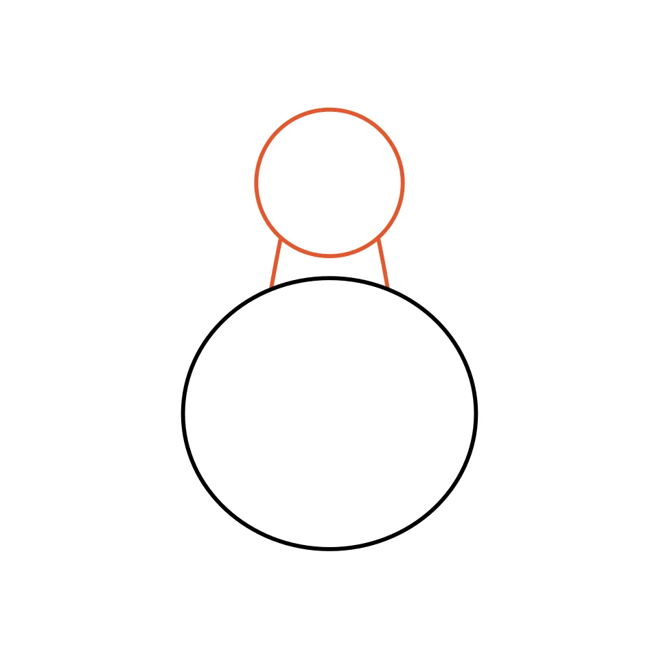 How to draw a turkey, step 2: Add a round head on a short neck.
