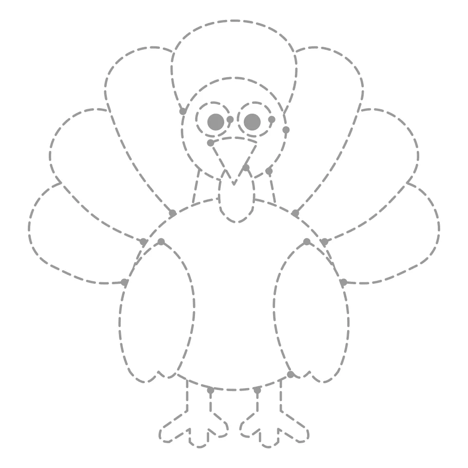 Turkey outline drawing to print and trace