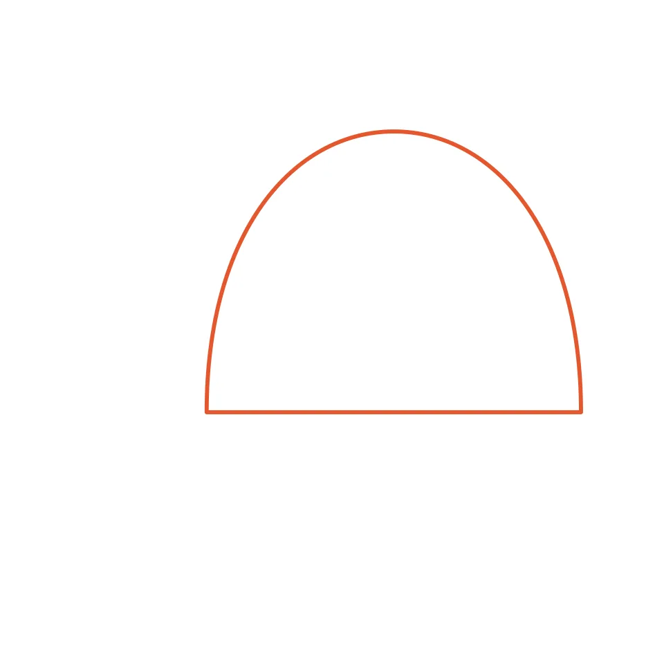 How to draw a turtle, step 1: Draw a big round dome for the shell.