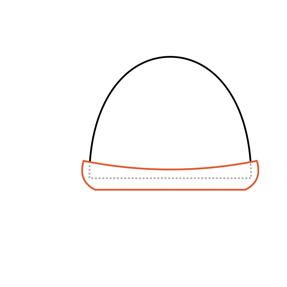 How to draw a turtle, step 2: Add a long band along the bottom of the shell.