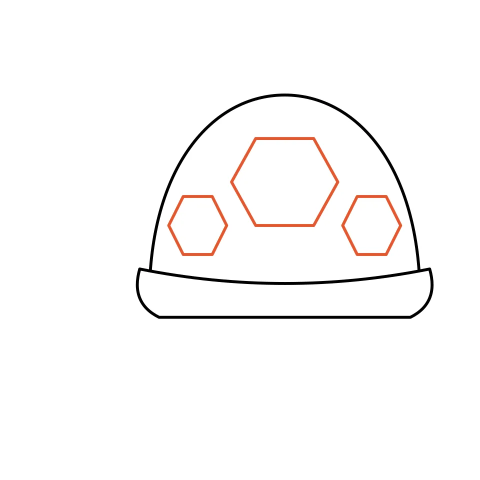 How to draw a turtle, step 3: Draw three six-sided plates on the shell.