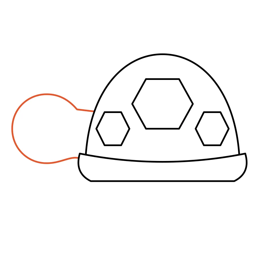 How to draw a turtle, step 4: Draw a round head on a neck poking out the front.