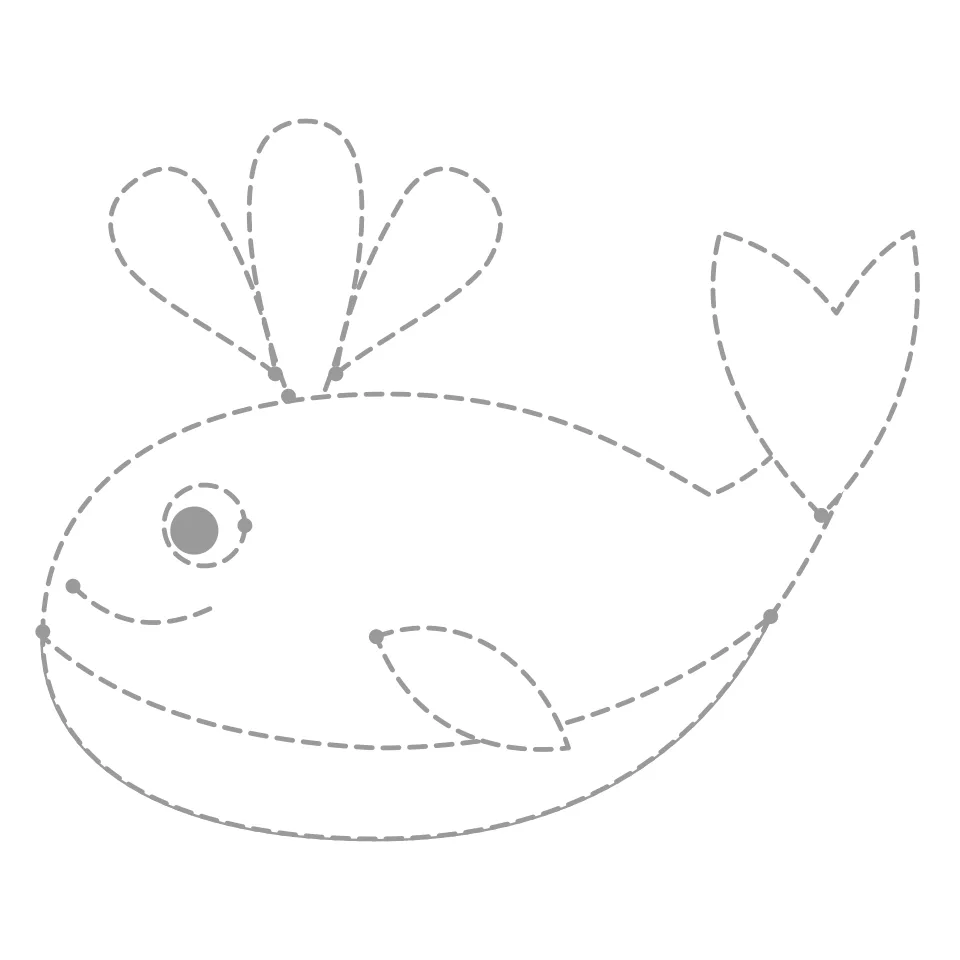 Whale outline drawing to print and trace