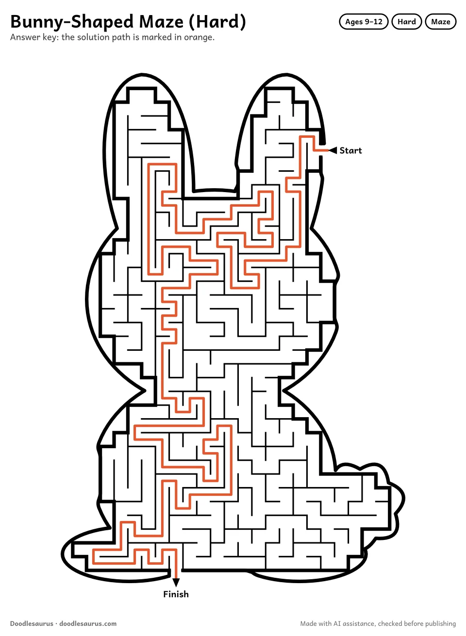 Answer key for Bunny-Shaped Maze (Hard)