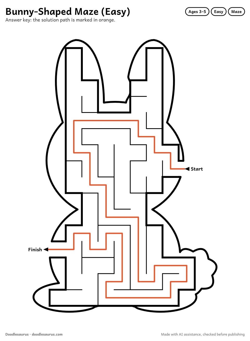 Answer key for Bunny-Shaped Maze (Easy)