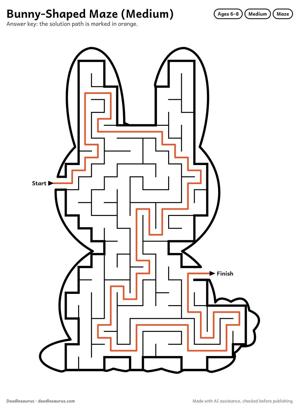 Answer key for Bunny-Shaped Maze (Medium)