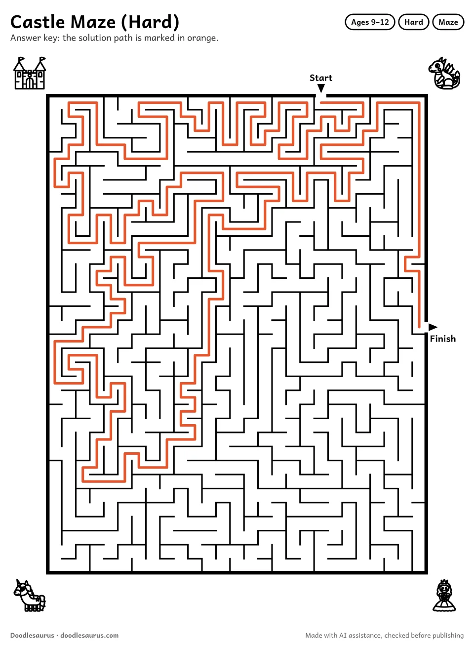 Answer key for Castle Maze (Hard)