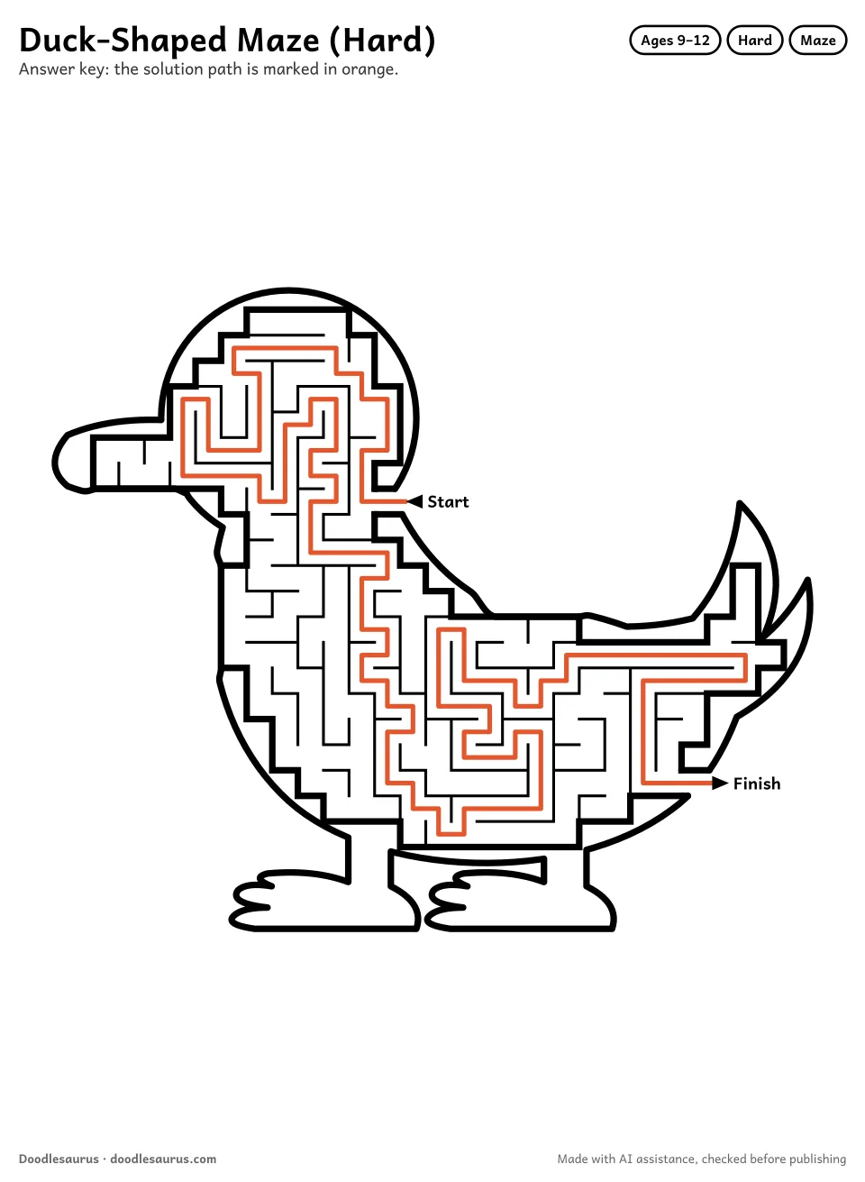Answer key for Duck-Shaped Maze (Hard)