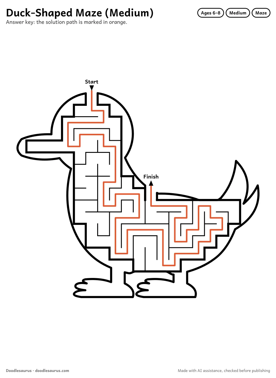 Answer key for Duck-Shaped Maze (Medium)