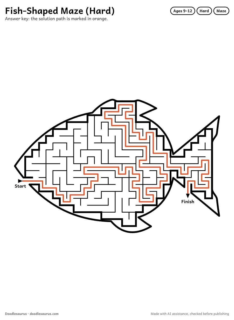 Answer key for Fish-Shaped Maze (Hard)