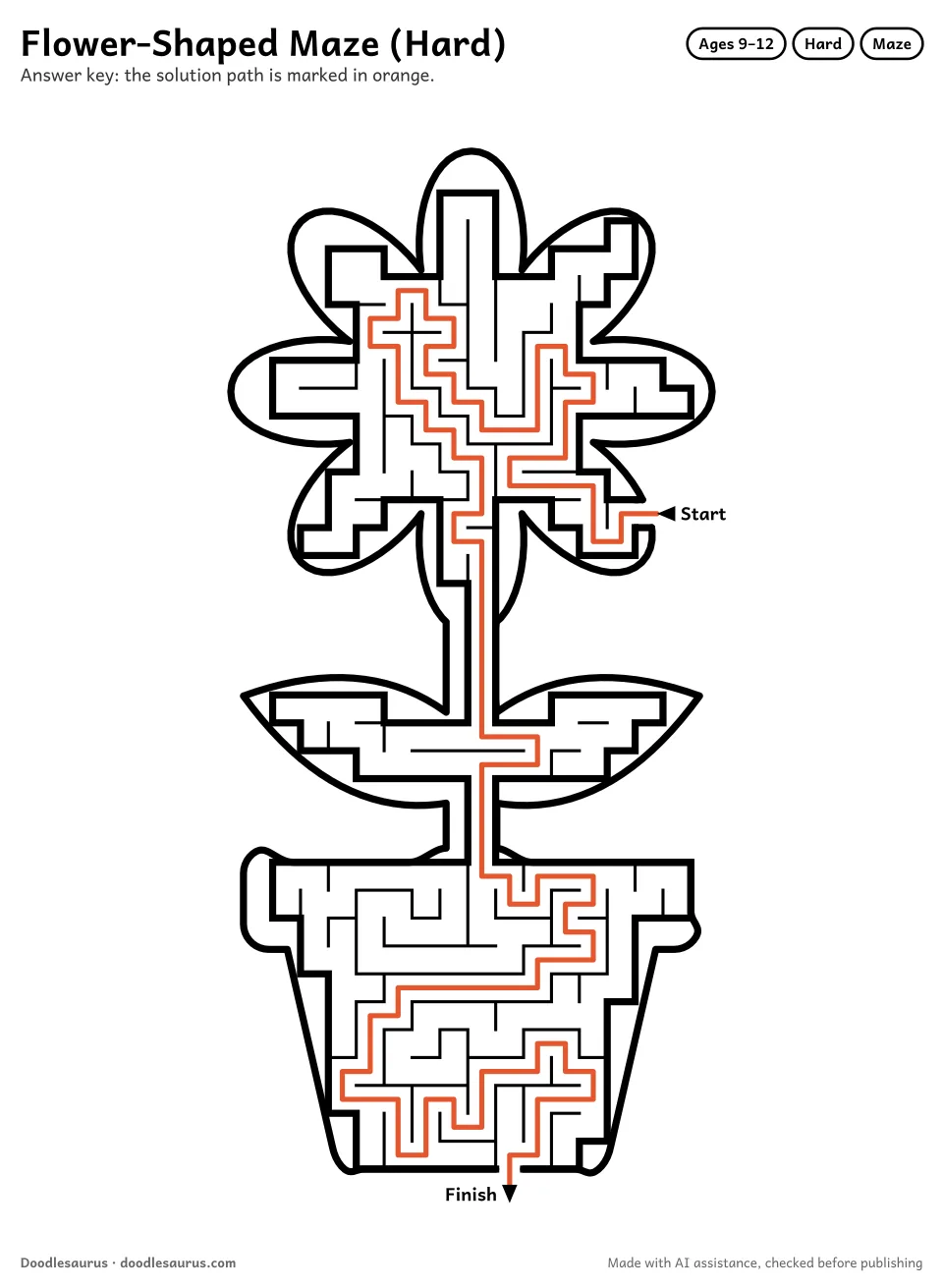 Answer key for Flower-Shaped Maze (Hard)