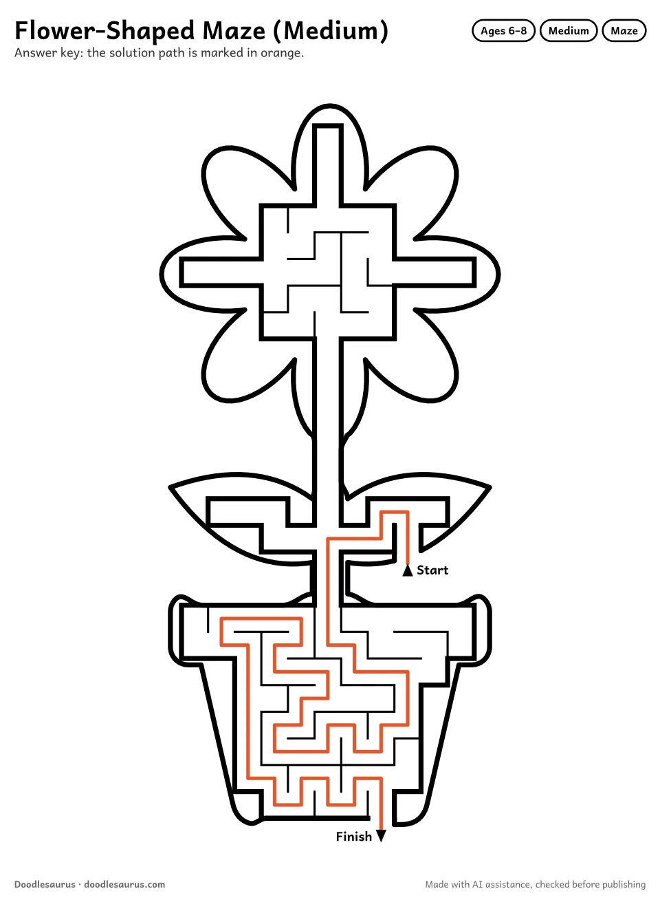 Answer key for Flower-Shaped Maze (Medium)