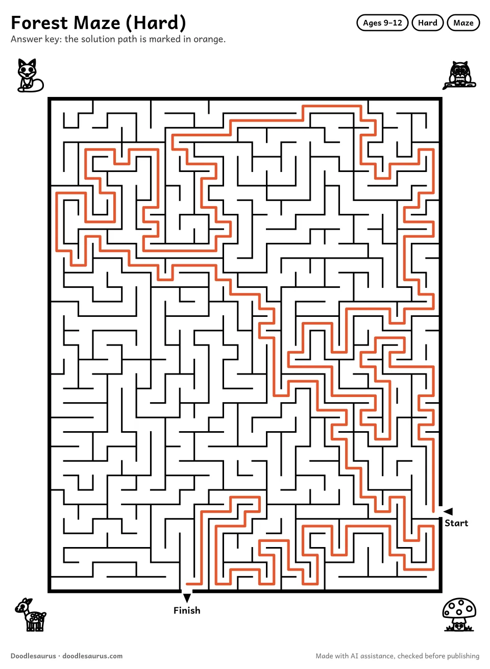 Answer key for Forest Maze (Hard)