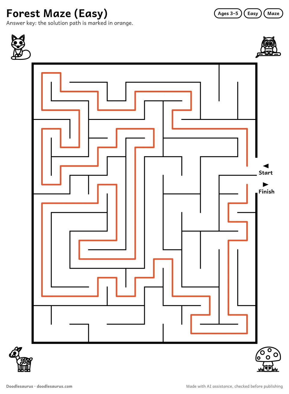 Answer key for Forest Maze (Easy)