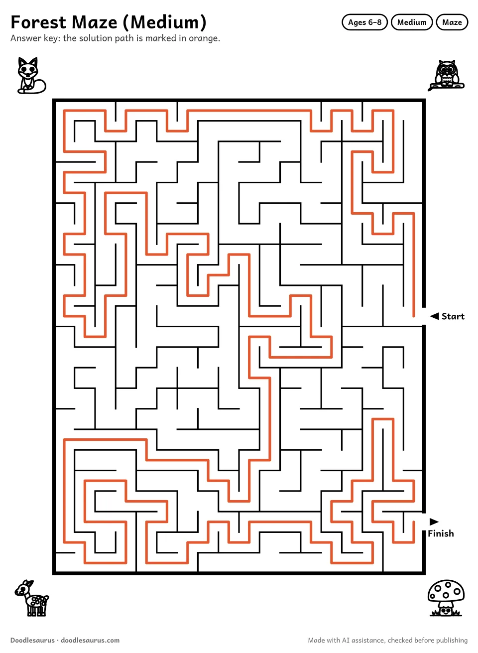 Answer key for Forest Maze (Medium)